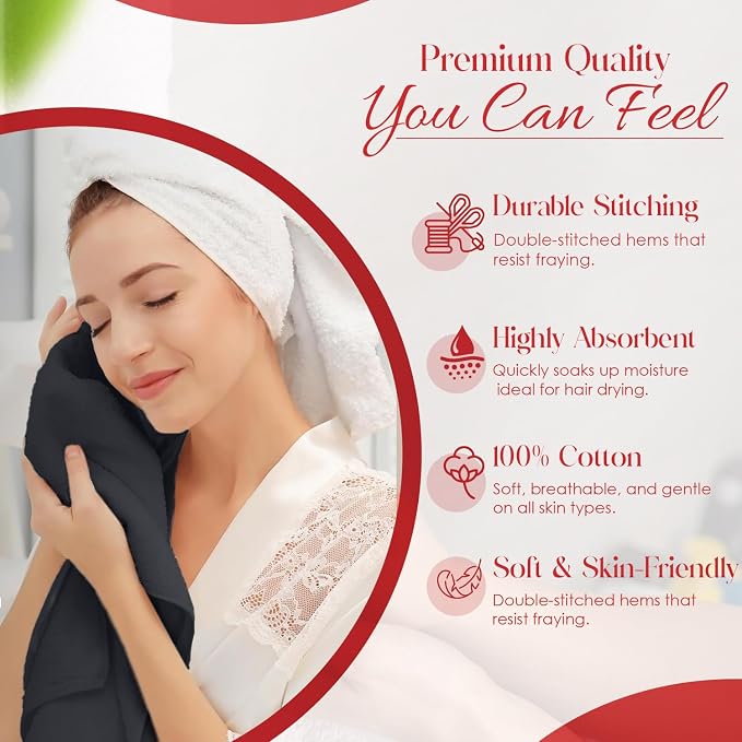 RIVERSIDE 6 Pack Premium Hand Towels Set, 16x28 inches, 100% Ring Spun Cotton - Image 4