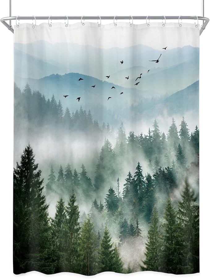 Riyidecor Green Mountain Shower Curtain，Stall Narrow Rv Small Nature - Image 7