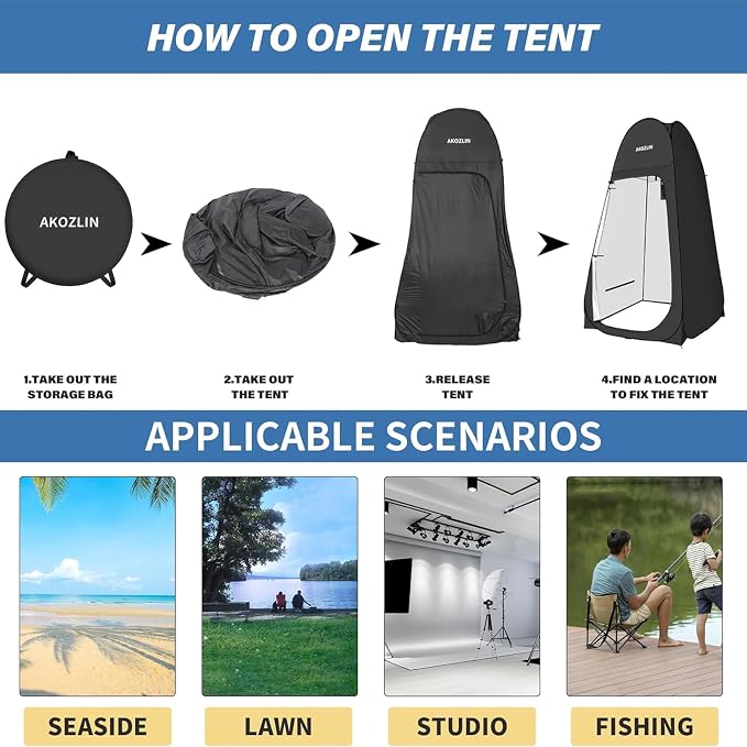AKOZLIN Portable Pop Up Shower Tent Instant Privacy Dressing Changing Tent - Image 5