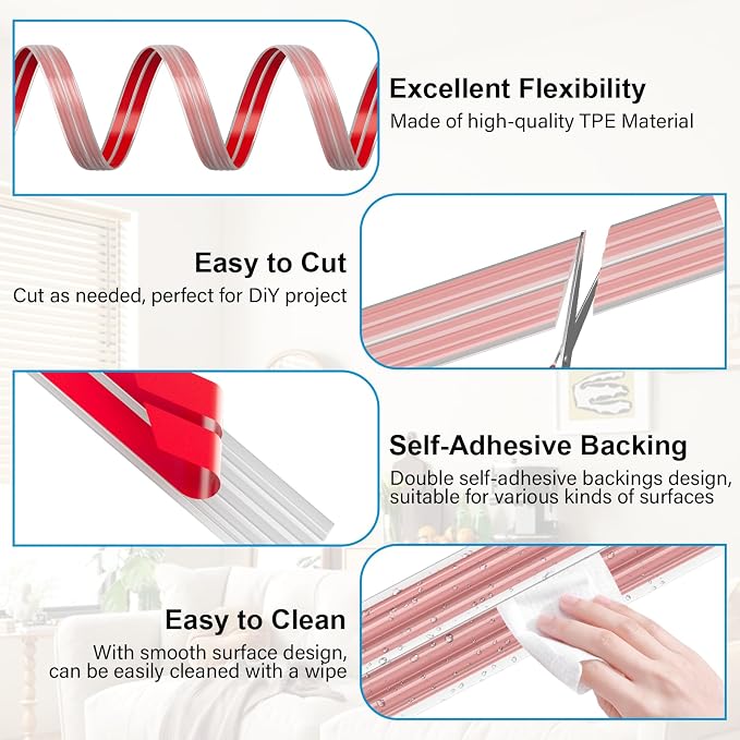 40FT Flexible Wall Corner Protector Moulding Trim, Peel and Stick Inside & - Image 3