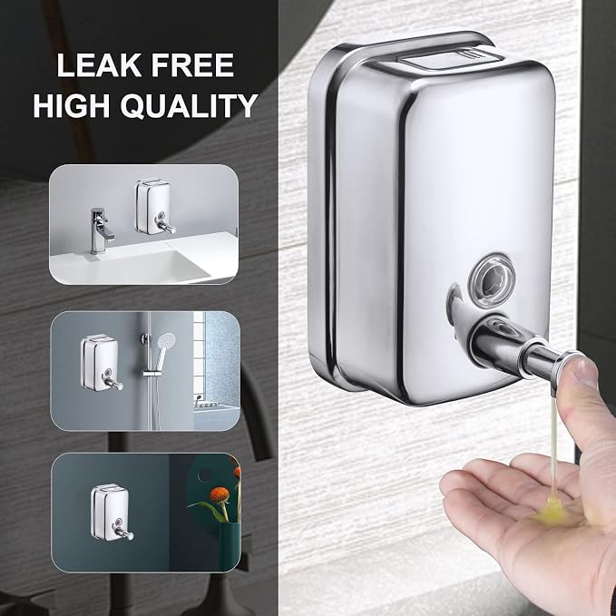 Commercial Soap Dispenser Wall Mount Stainless Steel Manual Liquid Pump - Image 2