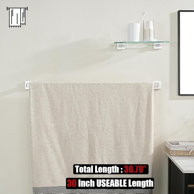 JQK Brushed Towel Bar, Rounded Edges 32.36 Inch Towel Rack, 304 Stainless Steel - Image 5