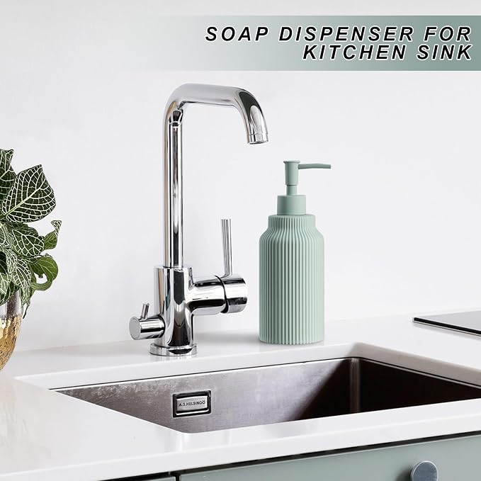 Modern Ceramic Soap Dispenser for Bathroom，14oz Ceramic Soft Touch Hand Lotion - Image 6