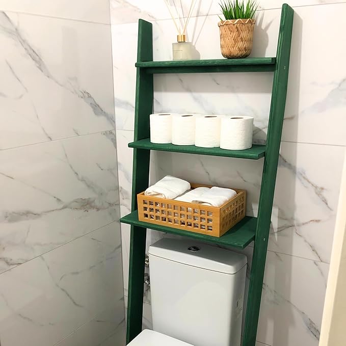 Over The Toilet Birch Wood Bathroom Organizer Shelves, 3-Tier Freestanding - Image 4