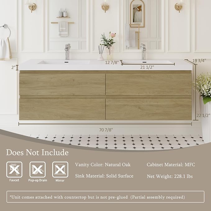 72" Floating Bathroom Vanity - Image 2