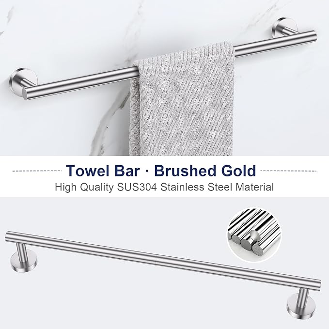 Lairuier Brushed Nickel Bathroom Hardware Set, 10-Piece Towel Bar Set SUS304 - Image 2