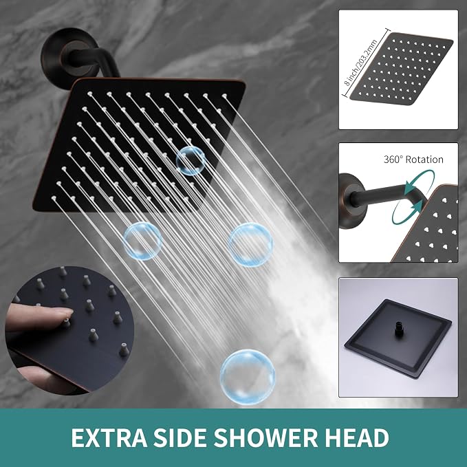 12"+8"+8" Triple Shower Heads Shower System Oil Rubbed Bronze Body Jets Shower - Image 4