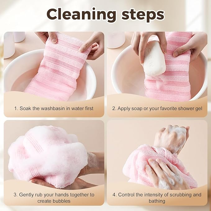 3PCS Exfoliating Shower Towel, 2026 New Premium Scrub Wash Back Bath Cloth - Image 4