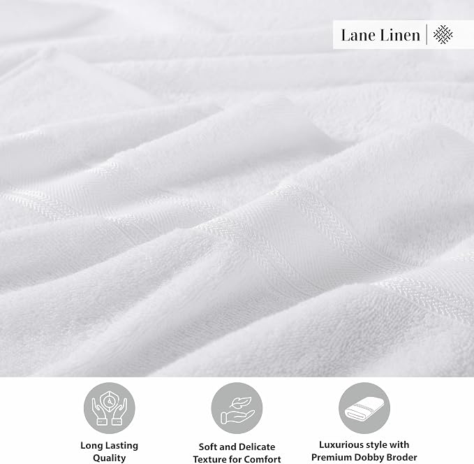 LANE LINEN 100% Cotton 4 Pack Bath Towels - Image 7