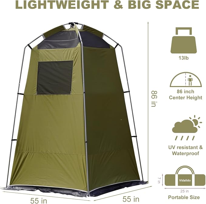 Vidalido Outdoor Camping Shower Tent Easy Setup Privacy Tent Changing Room - Image 6