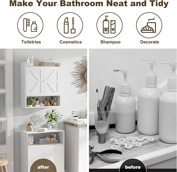 EasyCom Bathroom Cabinet Storage, Farmhouse Medicine Cabinet - Image 6
