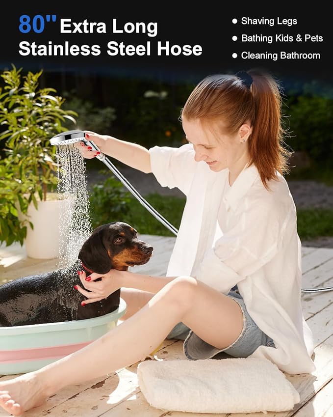 FASDUNT Shower Head with Handheld, High Pressure Handheld Shower Head with 80" - Image 3