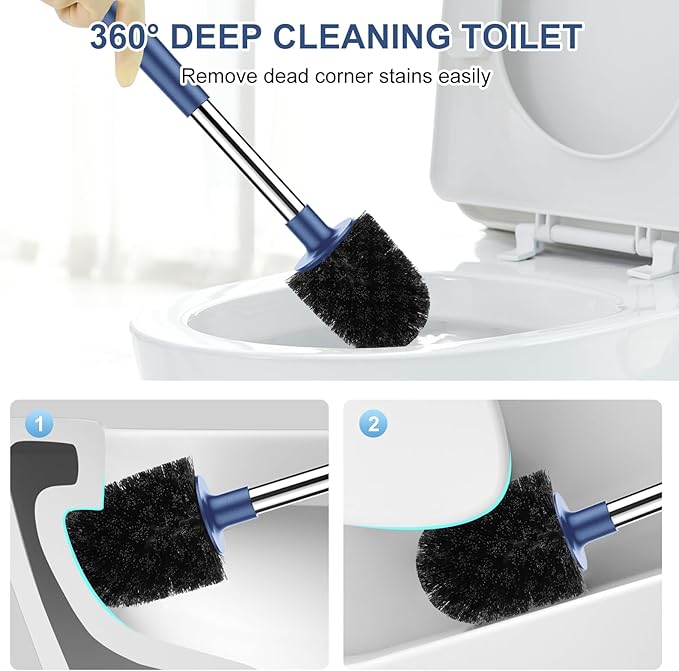 SetSail Toilet Brush and Holder 3 Pack, Self Closing Lid Toilet Bowl Brushes - Image 6