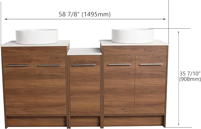 60 Inch Bathroom Vanity with Sink, Mordern Bathroom Vanity, Single Sink - Image 2