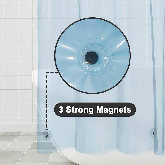 Barossa Design Clear Blue Long Shower Curtain Liner 78" Height - Image 3