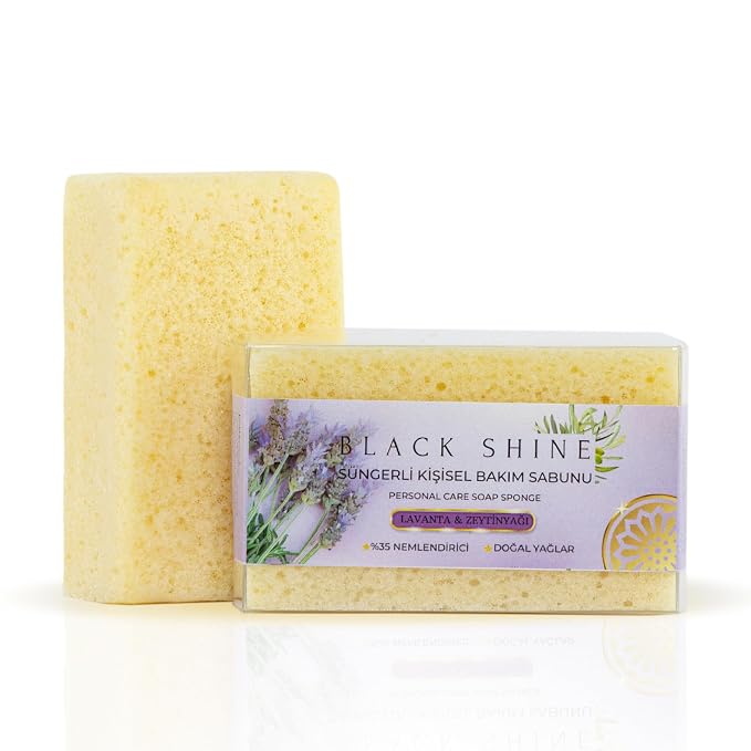 Black Shine Turkish Hammam Sponge-Infused Natural Soap Bar – Handmade and Cold by BlackShine