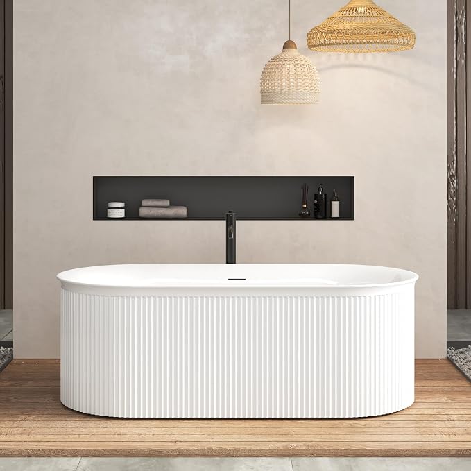 FerdY Nami 67" Acrylic Freestanding Bathtub, V Shape Freestanding Soaking by FerdY