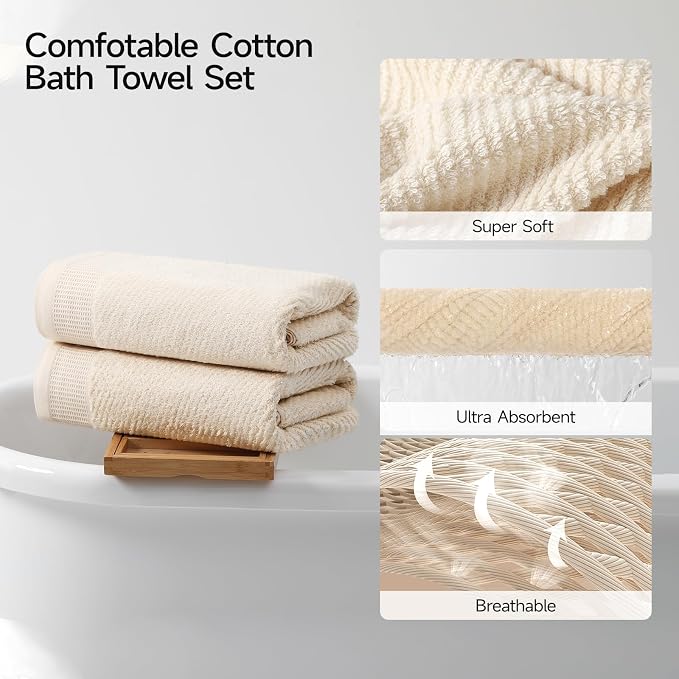 REDKISS Luxury Bath Towel Set of 8, 100% Cotton Bathroom Towels Set - Image 5