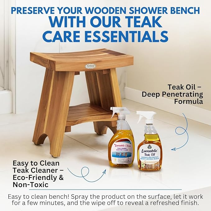 EcoDecors Teak Shower Bench 18", 300 lb Capacity – Waterproof Wood Bath Seat - Image 5