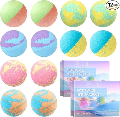 12PCS Bubble Bath Bombs Gift Set, Natural Handmade Bathbombs, Moisturizing by Unknown