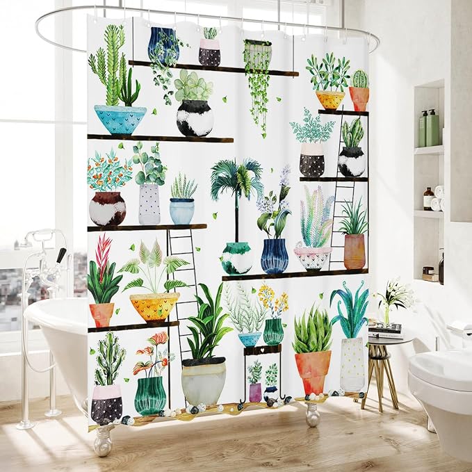 Bohemian Shower Curtain, Boho Floral Print Water Repellent Polyester Fabric by WCWahChunshowercurtains