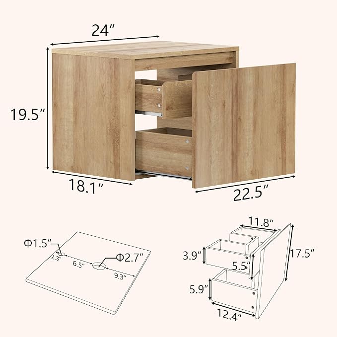 Bathroom Vanity, Natural Color Wall-Mounted Bathroom Vanity - Image 2