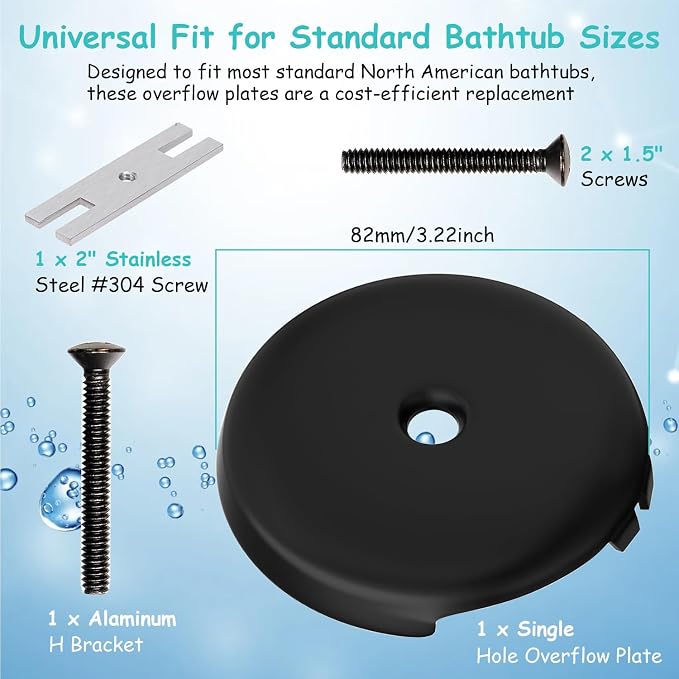 Single Hole Bathtub Drain Cover 1/8", Universal Bathtub Overflow Drain Cover - Image 3