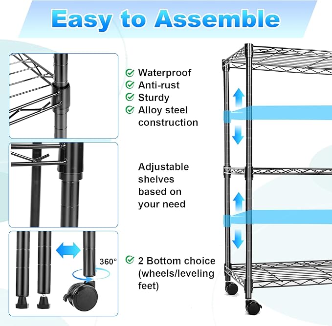 Whitmor 3 Tier Storage Shelves, Heavy Duty - Image 4