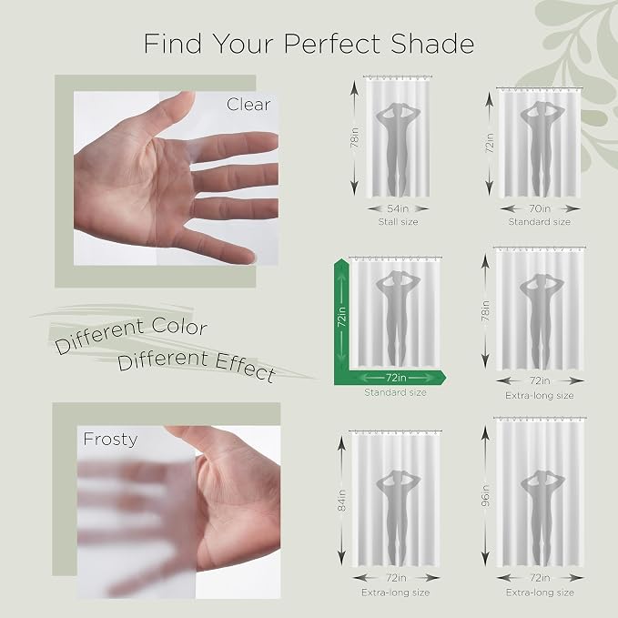 Stitch & Stone Shower Curtain Liner, Premium Heavyweight Durable Waterproof 8g - Image 4