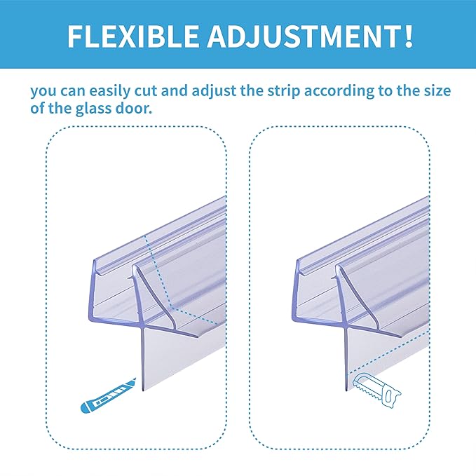 Shower Door Bottom Seal 2-Pack 1/4" x 36" Frameless Glass Shower Door Seal - Image 6