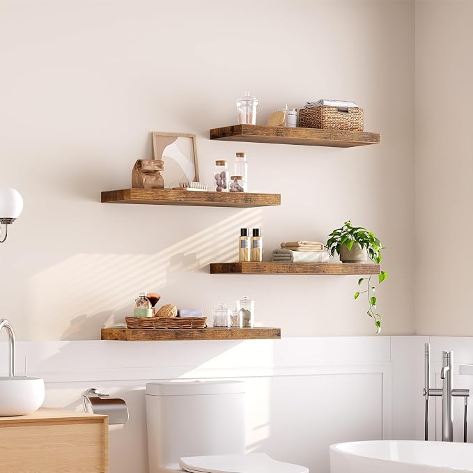 Floating Shelves for Wall, 1.5" Thick Wall Shelf Set of 4 - Image 2