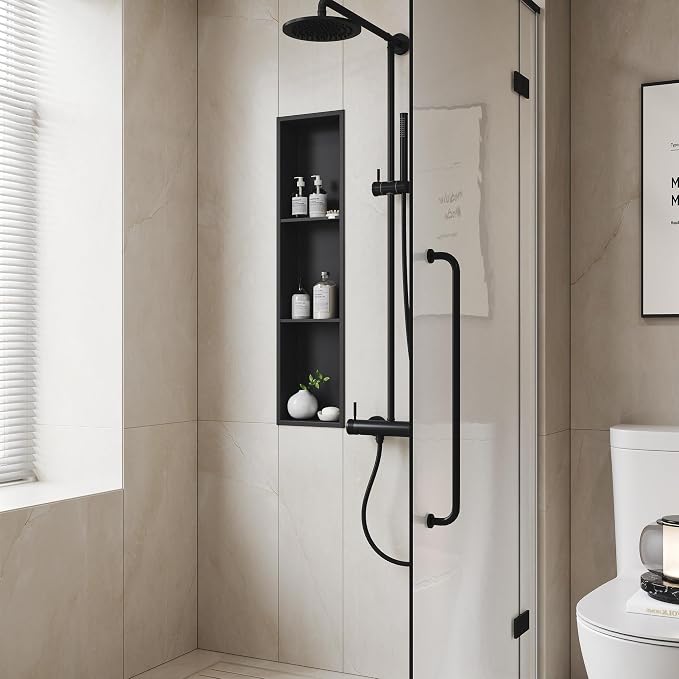 Neodrain 8X36 Inch Matte Black Three Layers Shower Niche, Stainless Steel NO by Neodrain