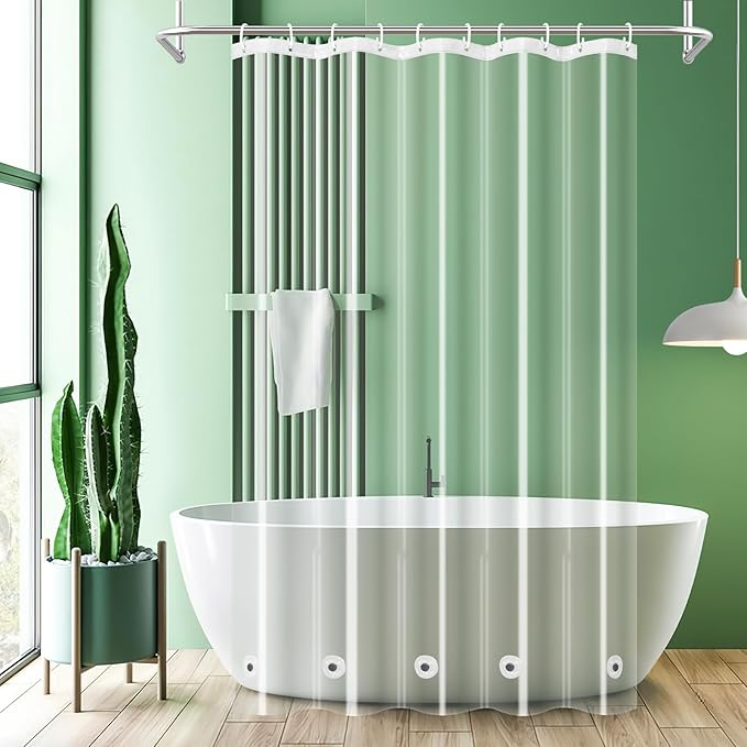 UFRIDAY Clear Shower Stall Curtain Liner 60 x 72inch, EVA Waterproof Weighted by UFRIDAY