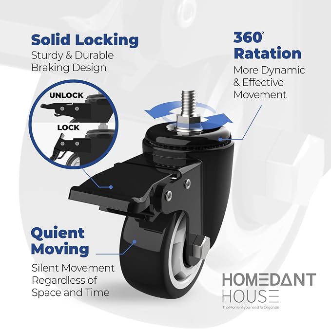 HOMEDANT House 5-Tier Metal Rolling Cart Shelf Rack Casters Heavy Duty - Image 7