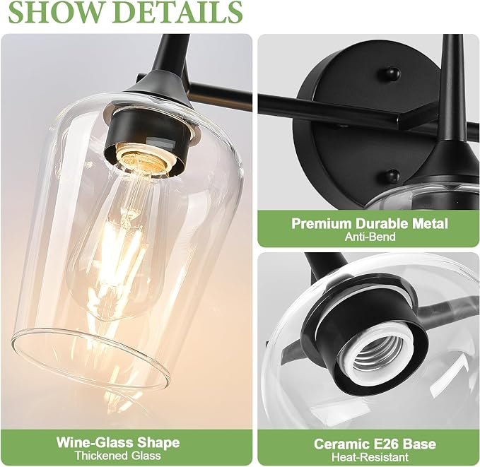 2025 Upgrade 3-Light Bathroom Light Fixtures, 19.5 Inch Bathroom Lighting - Image 3