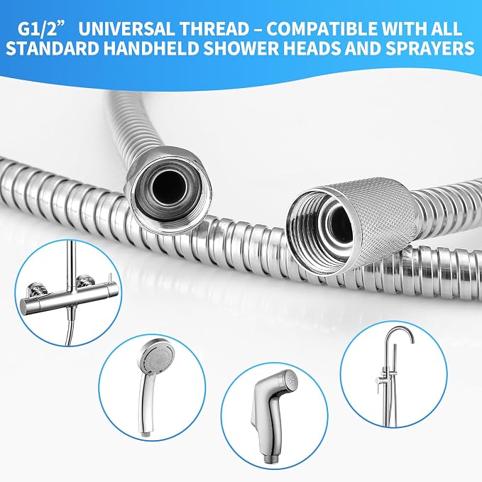 79 Inch Extra Long Stainless Steel Shower Hose - Image 4