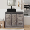 36 Inch Barn Door Bathroom Vanity, Farmhouse Style Standing Pedestal Cabinet by Solidee
