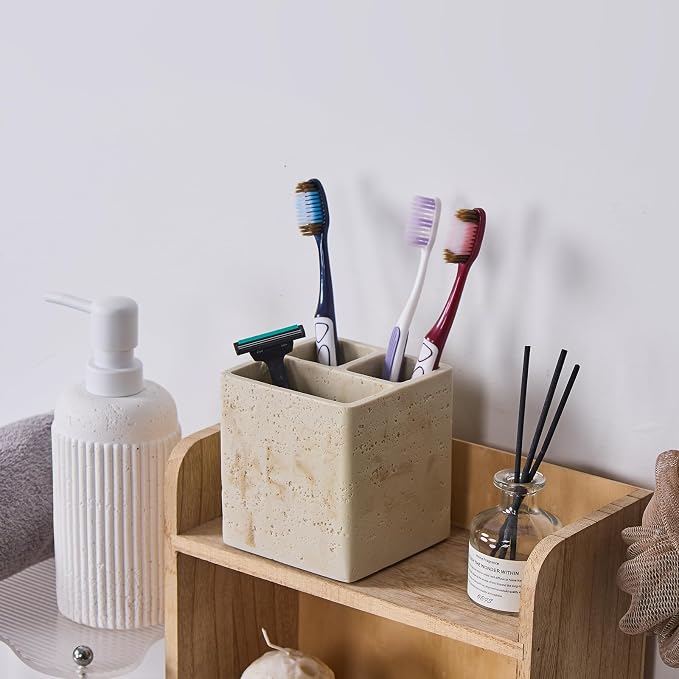 Natural Travertine Textures Toothbrush Holders - Image 5