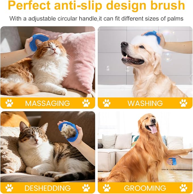 4Pcs Dog Bath Brush Set Non-Slip Shampoo Brush Anti-Slip Adjustable Massage - Image 3