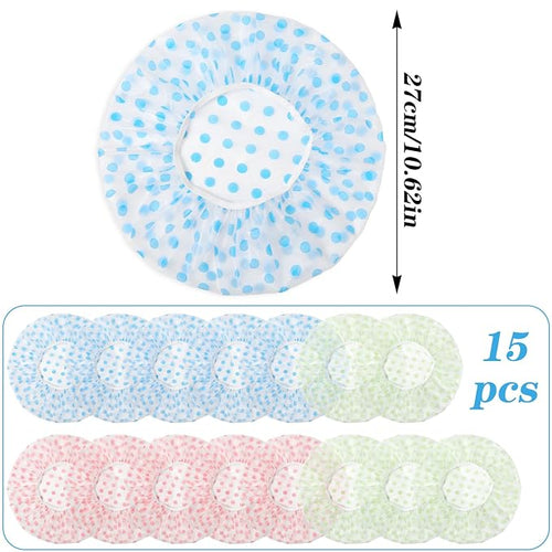 15 Pcs Large Plastic Shower Caps - Image 2