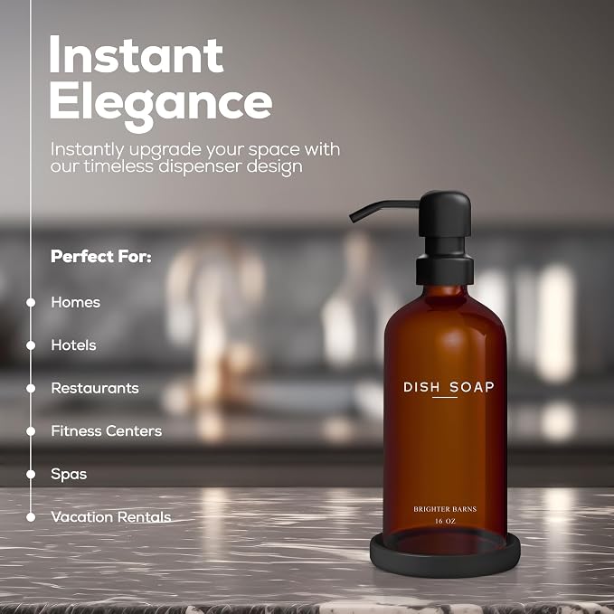Amber Glass Dish Soap Dispenser - Image 2