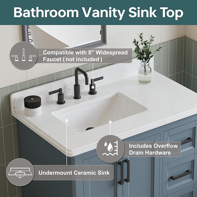 36 Inch Bathroom Vanity with Sink, Fully Assembled Bathroom Vanities with - Image 4