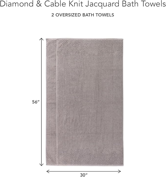 Texere 100% Organic Cotton Diamond Jacquard 700 GSM Luxury Bath Towel Sets - Image 6