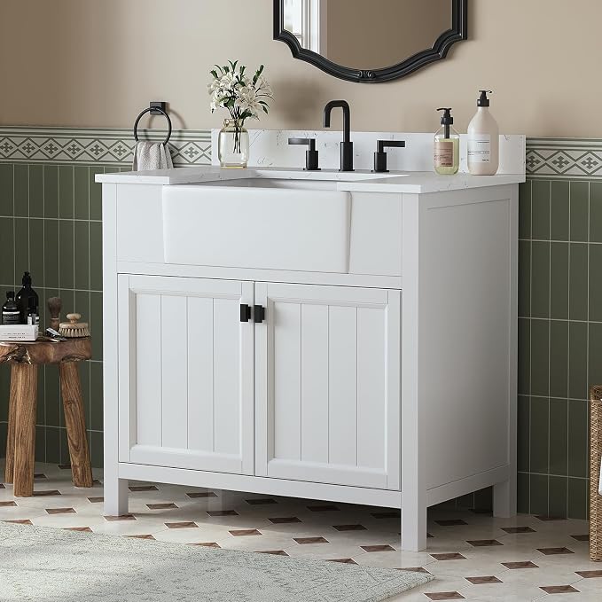 36 Inch Bathroom Vanity with Sink, Farmhouse Single Sink Bathroom Vanity with - Image 7