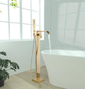 Freestanding Bathtub Faucet Brushed Gold Floor Mount Waterfall Tub Filler High by Pafilly