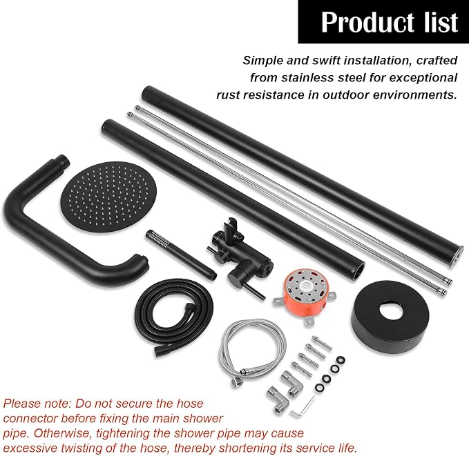 2-Function Poolside Portable Power Shower Floor Mounted Freestanding Black - Image 9