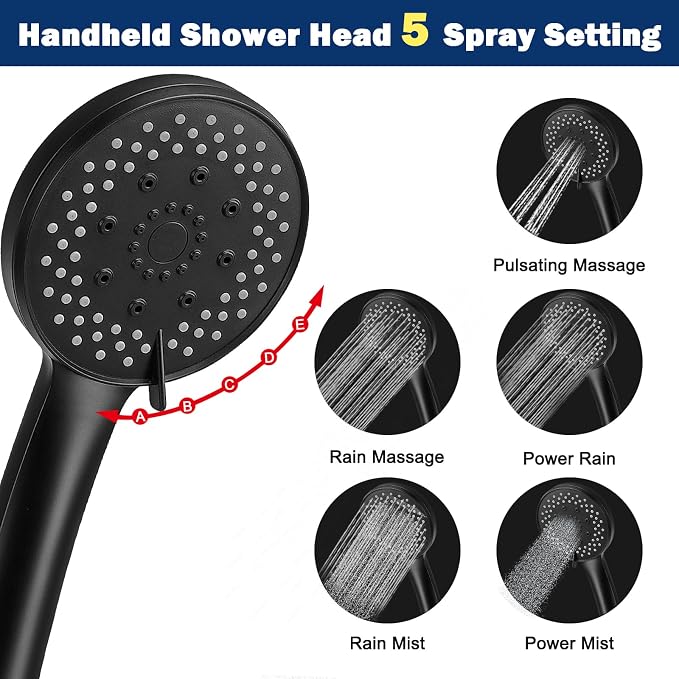 NearMoon Filtered Shower Head, High Pressure 8″Round Rain Shower and 5 settings - Image 5