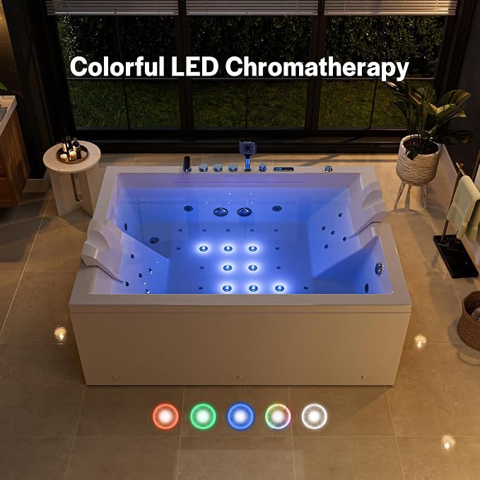 Empava PRO Series 71"x51" Jetted Bathtub, Alcove Spa Tub | 16 Hydro + 24 Air - Image 7