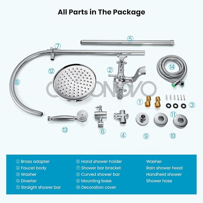 gotonovo Exposed Bathroom Shower System Classic Shower Kit 8 Inch Luxurious - Image 9