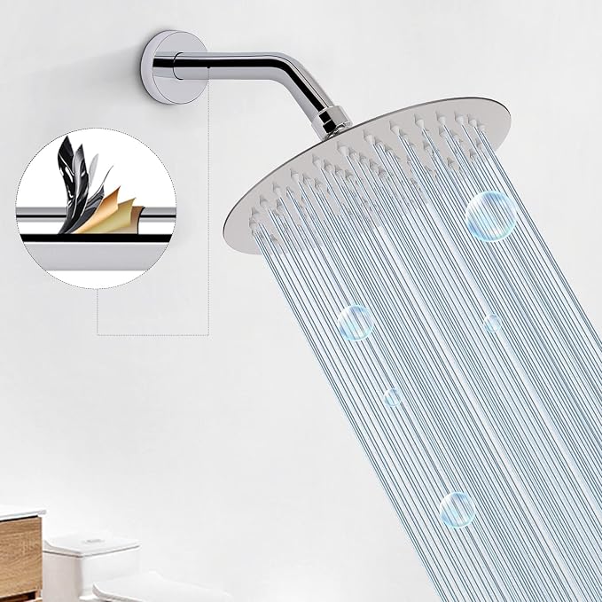 HarJue Shower Arm with Flange and Teflon Tape, Wall Mounted Shower Pipe 304 - Image 5
